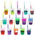 DA70912 12 oz. Mood Stadium Cup with Straw Lid Set and Custom Imprint